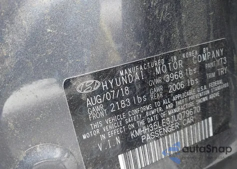 2018 Hyundai Elantra Gt z USA, uszkodzony, nr VIN KMHH35LE3JU079670